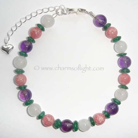 Amethyst, Rhodochrosite, Rose Quartz & Aventurine Bracelet